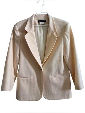 Woolmark 100% Pure New Wool Ivory Blazer Savannah Size 8 Petite